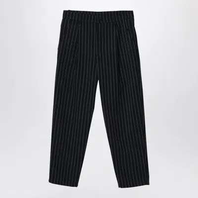 Dou Dou Kids' Navy Blue Pinstriped Trousers