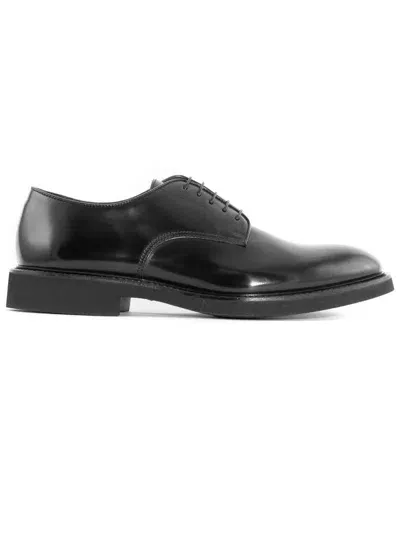 Doucal's Black Leather Lace-up Derby