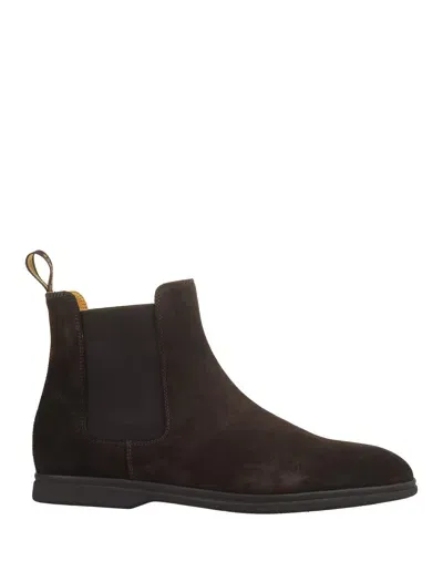 Doucal's Dark Brown Suede Beatles Style Ankle Boots In Braun