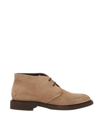 Doucal's Beige Boots Suede In Brown