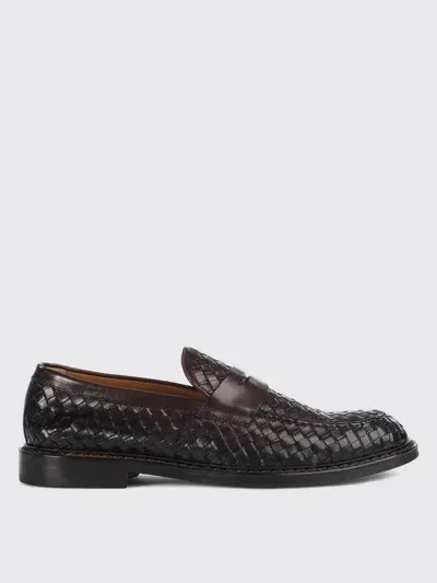 Doucal's Woven Leather Loafers In Brown