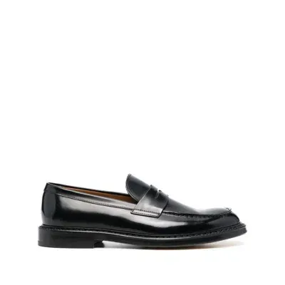 Doucal's Polished Leather Loafers In Black