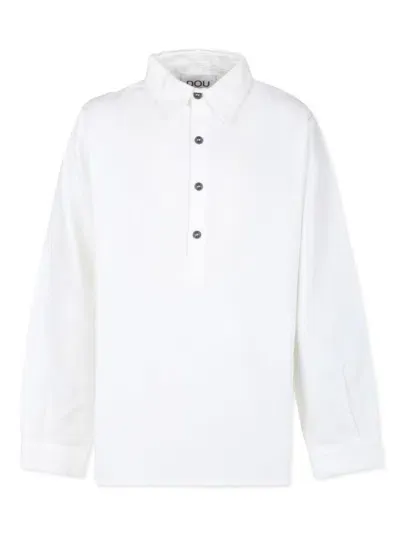 Douuod Kids' Button-placket Long-sleeve Shirt In White