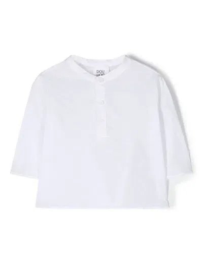 Douuod Babies' Crew-neck Crop-sleeve Shirt In White