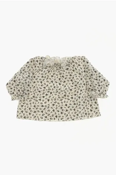 Douuod Floral Patterned Crew-neck Blouse In Neutral