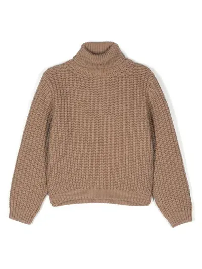 Douuod Kids' Roll-neck Jumper In Brown