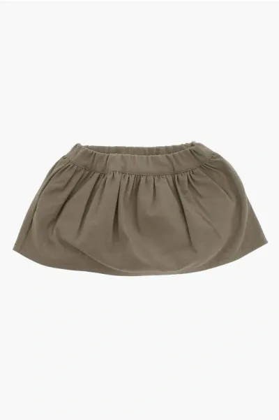 Douuod Stretch Cotton Skirt With Elastic Waistband In Neutral