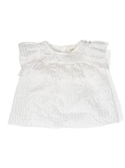 Douuod Babies' Stripe-detailing Short-sleeve Blouse In Weiss