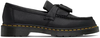 Dr. Martens' Black Adrian Yellow Stitch Loafers In Black Ambassador