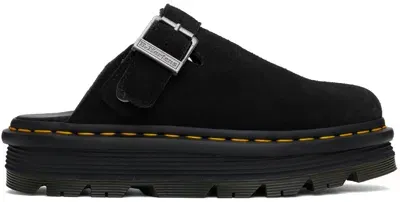 Dr. Martens' Black Zebzag Mules In Black E.h Suede Mb