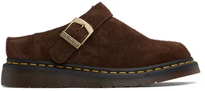 Dr. Martens' Brown Isham Mules In Dark Brown Desert Oa