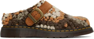 Dr. Martens' Orange & Brown Isham Crochet Wool Mules In Tan Crochet Wool & C