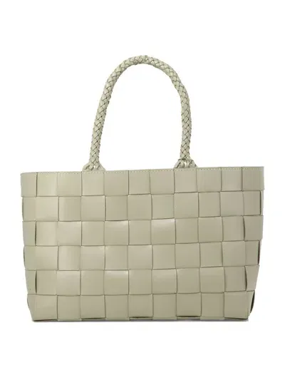 Dragon Diffusion Woven Leather Tote Bag In Beige