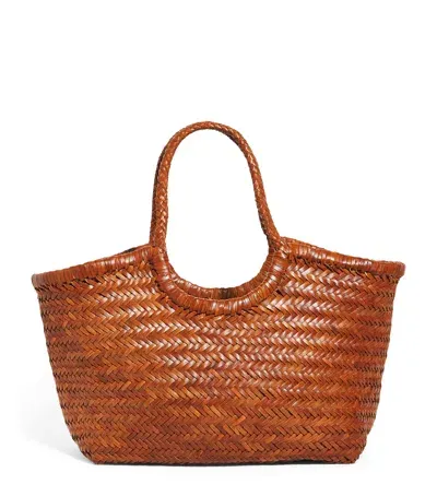 Dragon Diffusion Large Leather Woven Nantucket Tote Bag In Brown