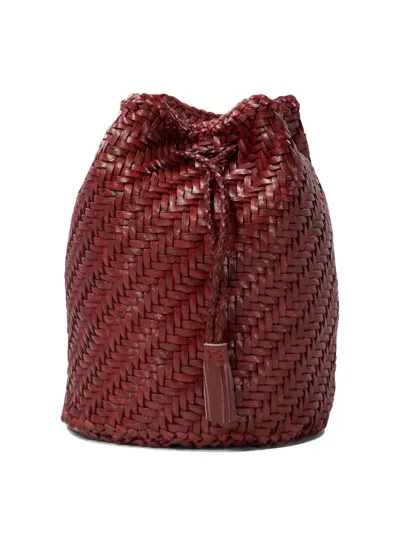 Dragon Diffusion Pompom Double Jump Crossbody Bags In Burgundy