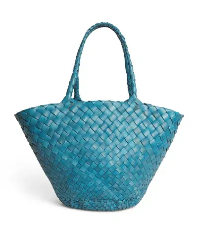 Dragon Diffusion Small Leather Egola Tote Bag In Blue