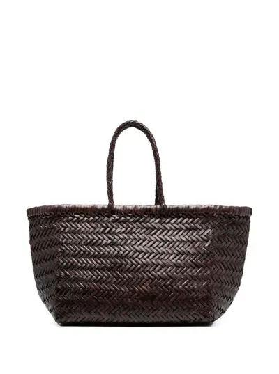 Dragon Diffusion Bamboo Triple Jump Big Woven Leather Tote In Brown