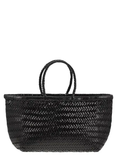 Dragon Diffusion Womens Dark Brown Bamboo Triple Jump Small Leather Tote Bag In Black