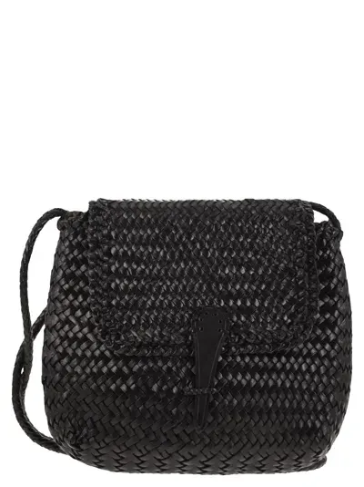 Dragon Medium City Bag Woven Leather Bag In 黑色的