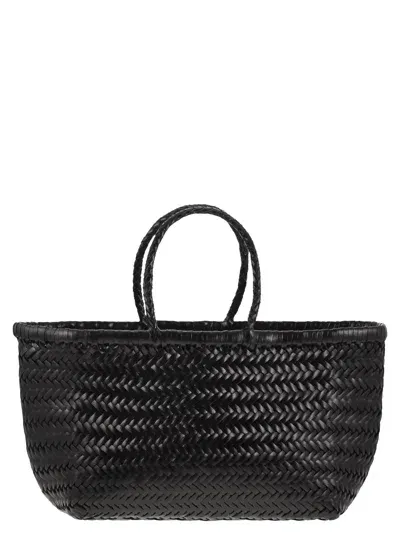 Dragon Triple Jump Small Woven Leather Bag In 黑色的