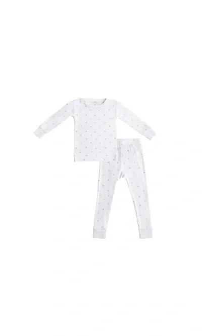 Dreamland Baby Kids Pajamas In White With Grey Stars