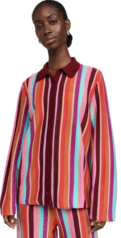 Dress To Magic Stripe Knit Blouse Magic Print