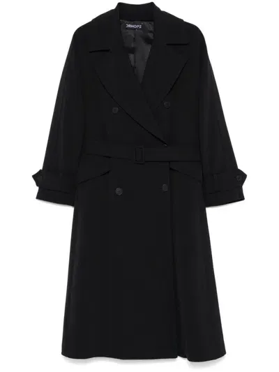 Drhope Belted Trench Coat In Black