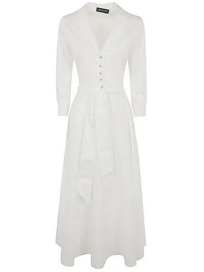 Drhope Flared Maxi Shirtdress In Blanco