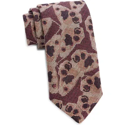 Dries Van Noten Abstract Pattern Wool & Silk Tie In Burgundy