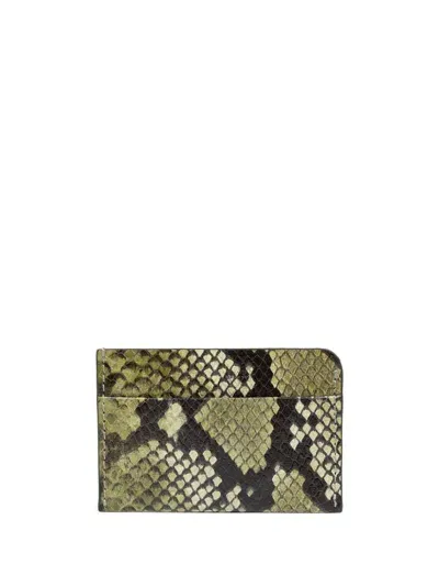 Dries Van Noten Animal-print Leather Cardholder In Green