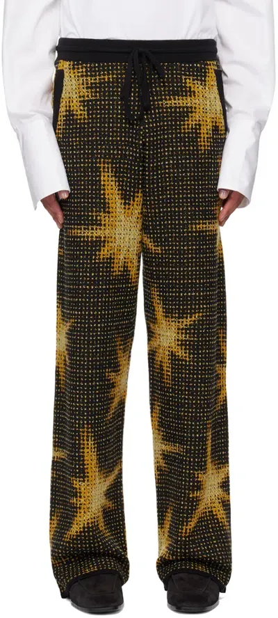 Dries Van Noten Black & Yellow Drawstring Sweatpants In 900 Black