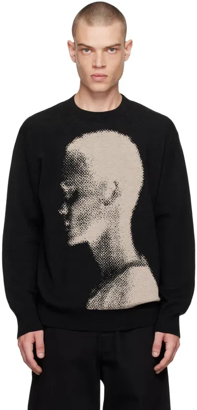 Dries Van Noten Black Jacquard Sweater In 900 Black