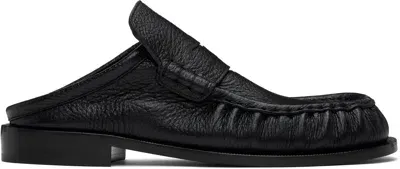 Dries Van Noten Black Leather Slip-on Loafers In 900 Black