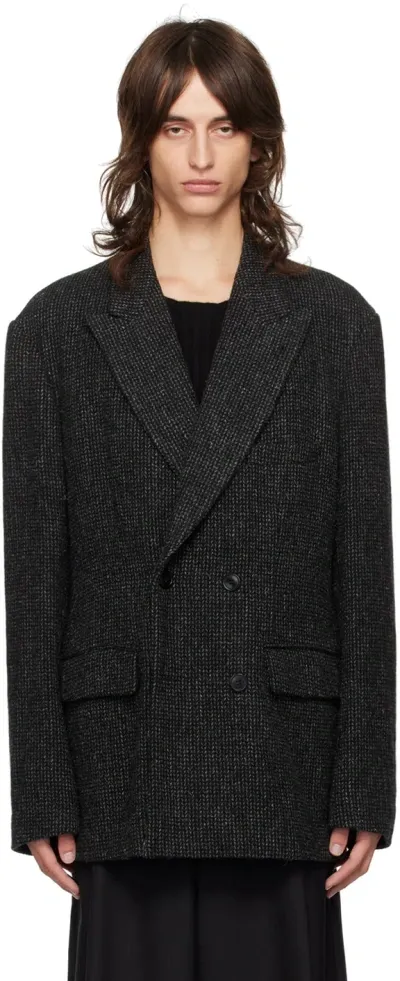 Dries Van Noten Black Peaked Lapel Blazer