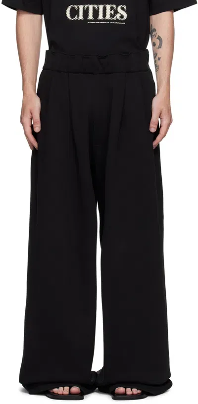 Dries Van Noten Black Pleated Sweatpants In 900 Black