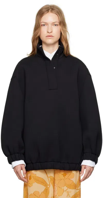 Dries Van Noten Black Stand Collar Sweatshirt In 900 Black