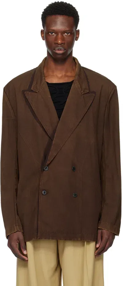 Dries Van Noten Brown Double-breasted Blazer In 703 Brown