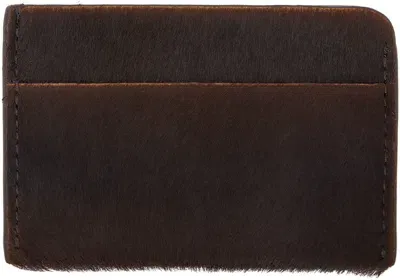 Dries Van Noten Brown Pony Hair Card Holder In 704 Dark Brown