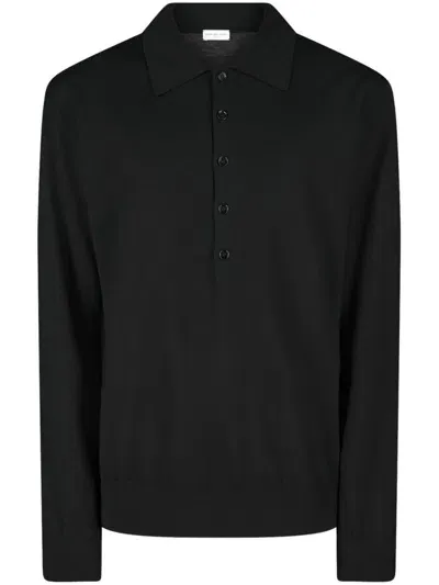 Dries Van Noten Buttoned Polo Shirt In Black