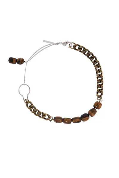 Dries Van Noten Chain Necklace With Stones In Gray