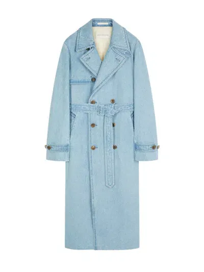 Dries Van Noten Classic Trench Coat With Regular Fit In Stone Washed Denim. In Blue