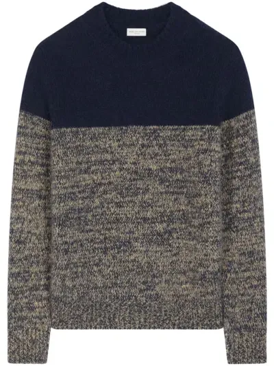 Dries Van Noten Colour-block Merino-wool Jumper In Neutrals