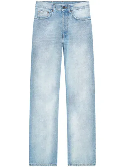 Dries Van Noten Womens Light Blue Faded Straight-leg Mid-rise Jeans