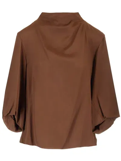 Dries Van Noten Crepe Blouse In Brown