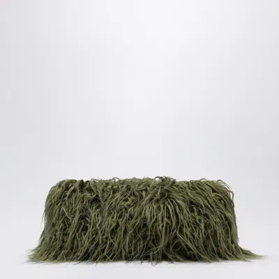 Dries Van Noten Crisp Olive Green Furry Clutch Bag