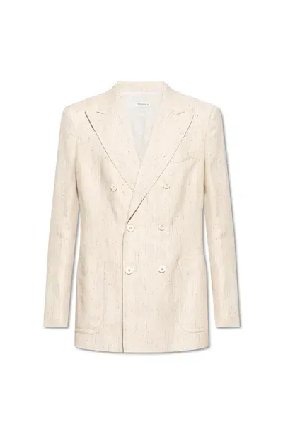 Dries Van Noten Double-breasted Blazer In Ecru