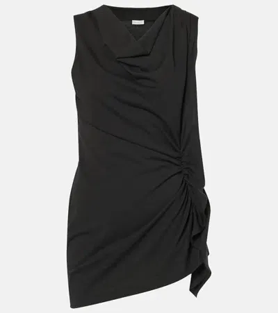 Dries Van Noten Draped Cotton Jersey Top In 900 Black