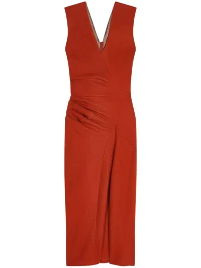 Dries Van Noten Draped Midi Dress In Red