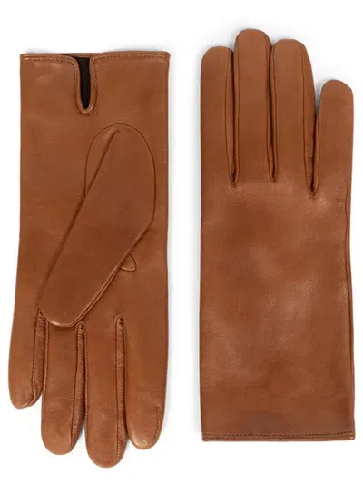 Dries Van Noten Faded Leather Gloves In Brown