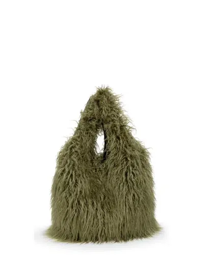 Dries Van Noten Faux-fur Tote Bag In Green